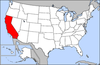 Разположение на Калифорния на картата на САЩ