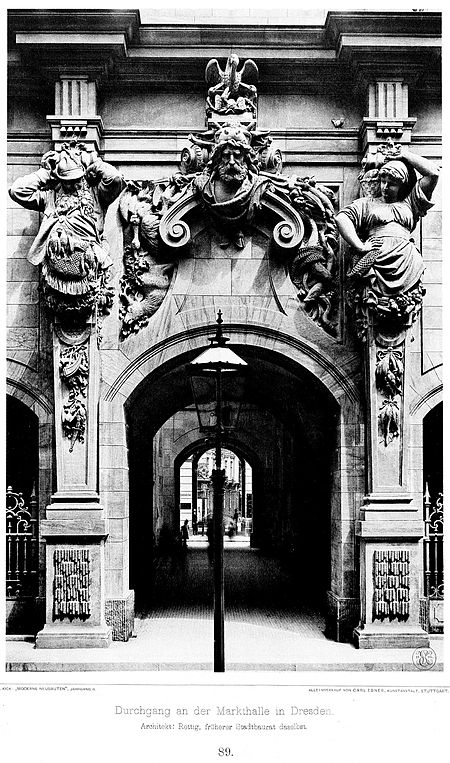 Markthalle Dresden, Durchgang, Architekten Rettig Stadtbaurat, Tafel 89, Kick Jahrgang II