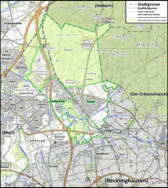 Karte des Stadtteils Sinsen-Lenkerbeck