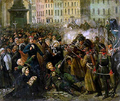 Michał Landy pada od kul wojska rosyjskiego na Placu Zamkowym w Warszawie w czasie masakry 8 kwietnia 1861 roku