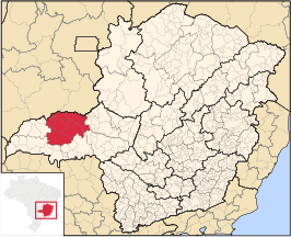 Ligging van de Braziliaanse microregio Uberlândia in Minas Gerais