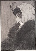 «Kone og svigermor», variant av forrige motiv tegnet for det amerikanske vittighetsbladet Puck 1915. Karikaturen spiller på klisjeer om usympatiske svigermødre og vakre unge kvinner.