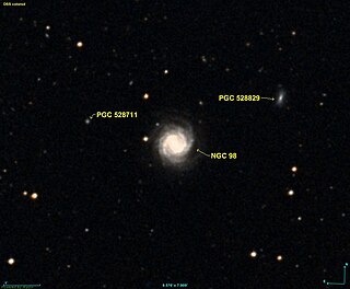 <span class="mw-page-title-main">NGC 98</span> Barred spiral galaxy in the constellation of Phoenix