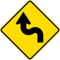 (W12-2.2/PW-21) Reverse curve greater than 60 degrees, to left