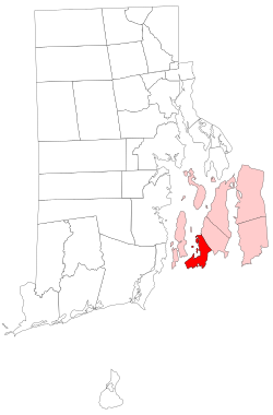Locatie van Newport in Newport County, Rhode Island