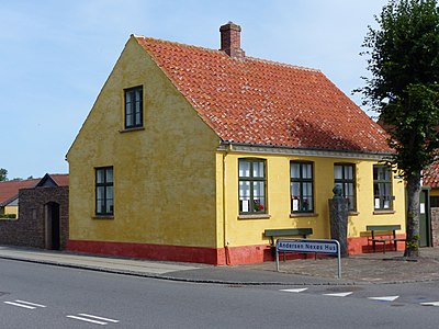 The childhood home of the Danish author Martin Andersen Nexø at Ferskesøstræde 36 in Nexø on the island of Bornholm. Photographer: Fyrtaarn