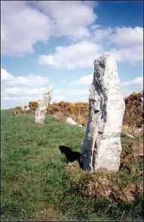 Nine Maidens stone row Neolithic stone row in Cornwall, England