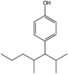 Chemical structure of the alkylphenol nonylphenol Nonylphenolnew.png