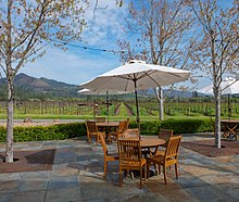 Outdoor wine tasting area at St. Francis Winery & Vineyards NorCal2018 St Francis Winery Vineyears Sonoma County S0642074.jpg