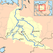 Mapo de la Obi-Irtiŝa baseno montranta la riveron Tobol.