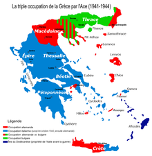 Diagrama de la ocupación de Grecia en la Segunda Guerra Mundial.