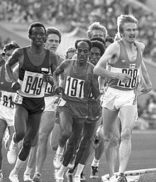 סולימאן ניאמבואי, זוכה מדליית הכסף בריצת 5000 מטר באולימפיאדת מוסקבה, במהלך המשחקים