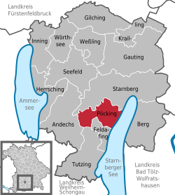 Elhelyezkedése Starnberg járás térképén