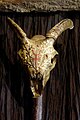 Horned God stang on display in the Museum of Witchcraft and Magic in Boscastle, Cornwall.