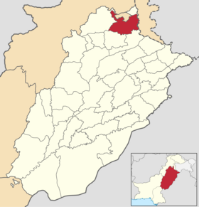 Carte qui montre l'emplacement du Rawalpindi dans le Pendjab