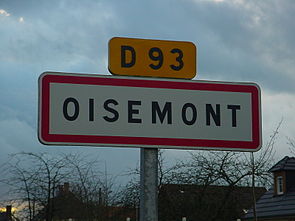 Paneau d'entrée d'agglomération de Oisemont (Somme(80)-France).JPG
