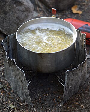 Pasta Cooking on a Camping Stove