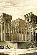 Reconstrucción romántica de la Apadana de Persépolis. Siglo V a. C.