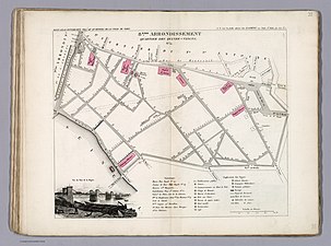 Plan du quartier des Quinze-Vingts dans l'ancien 8e arrondissement en 1834.