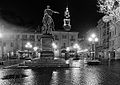 Piazza Mazzini at Christmas with Abbondio Sangiorgio’s statue of Carlo Alberto