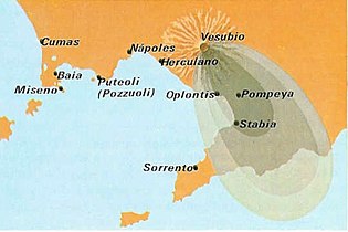 Map of sites related to 79 eruption