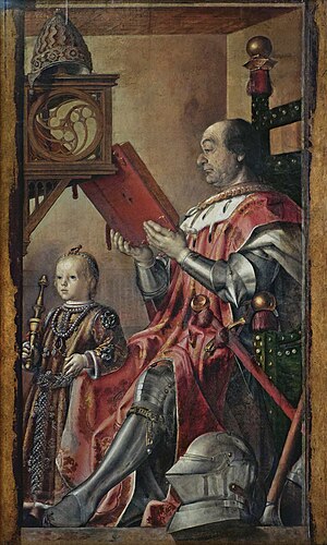Portrait de Federico da Montefeltro avec son fils Guidobaldo.jpg