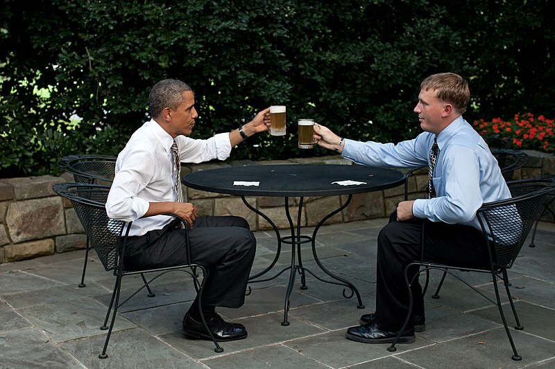 File:President Barack Obama offers a toast to Dakota Meyer on the patio outside of the Oval Office, Sept. 14, 2011.jpg