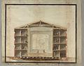 Plans originaux du Grand-Théâtre - 1784 Coupe en travers sur le milieu de la salle, du côté de l'avant-scène.
