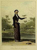A Javanese chief, in his ordinary dress, The History of Java by Thomas Stamford Raffles (1817).