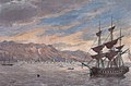 A painting depicting the British Expeditionary Force off the coast of Ras Al Khaimah in 1809