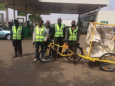 Handover of a bicycle to assist recyclable collectors with their efficiency and collection rates pertaining to recyclable material. Bicycle was handed over for a pilot study to track whether it would improve the lives of recyclable collectors.