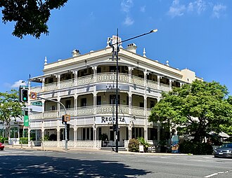 The Regatta Hotel in February 2020 Regatta Hotel, Brisbane, in 2020, 01.jpg