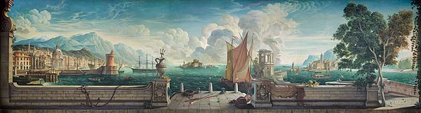 Rex Whistler's "Capriccio" painting which fills the length of the Dining Room