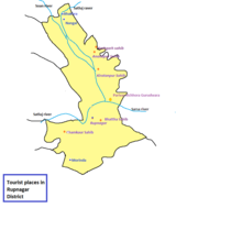 Location of Kiratpur Sahib in district Rupnagar Rupnagar District Tourist Places.png