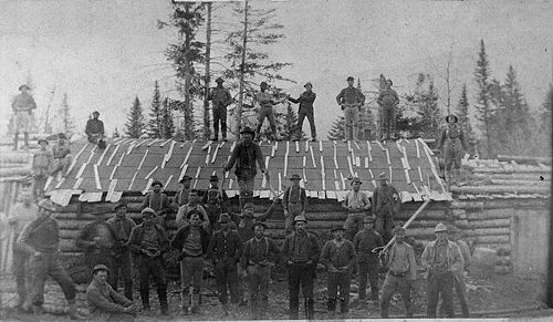 Loggers at Russell Camp, Aroostook County, ca. 1900