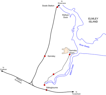 Railways in the Sittingbourne and Kemsley area SKLRMap.png