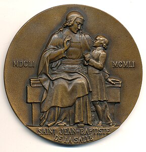 Médaille du 3e centenaire de la naissance de Saint Jean-Baptiste de La Salle (1951).