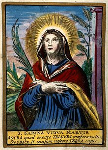 Saint Sabina of Rome. Coloured etching. Wellcome V0033336.jpg