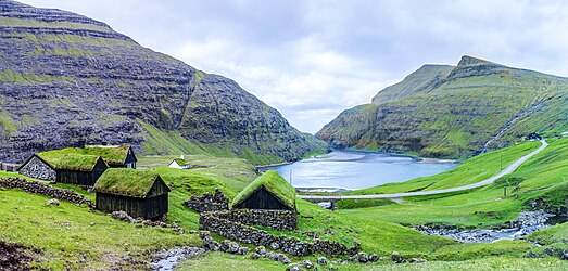 Saksun, village near the northwest coast of the Faroese island of Streymoy