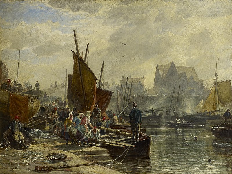 File:Samuel Bough - Unloading the Catch, Newhaven (1861).jpg