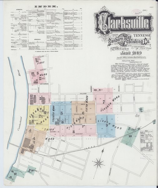 File:Sanborn Fire Insurance Map from Clarksville, Montgomery County, Tennessee. LOC sanborn08292 002-1.tif