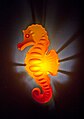 Seahorse as lamp in a restaurant