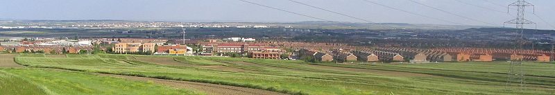 The Sector III neighborhood, as seen from Buenavista hill. The courts, post office, and the Aristos private college are visible in the foreground.