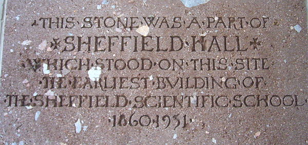 Plaque commemorating Sheffield Hall