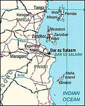A map of Tanzania showing Mafia Island