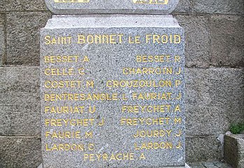 St-Bonnet-le-Froid, monument aux morts 1914-1918