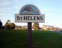 Sign one sees on entering the village from the south StHelens.jpg