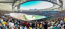 Panorama of the interior of the Maracana stadium during the closing ceremony of the 2014 FIFA World Cup Stadion Rio de Janeiro Finale WM 2014 (22117945206).jpg