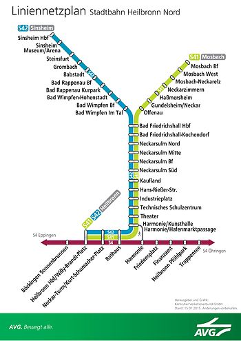 Liniennetzplan der Stadtbahn Heilbronn
