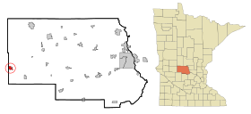 Stearns County Minnesota Incorporated and Unincorporated areas Brooten Highlighted.svg